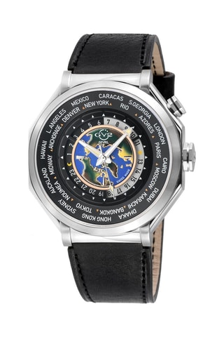 Reloj de cuarzo de piel Marchese - Negro y plateado