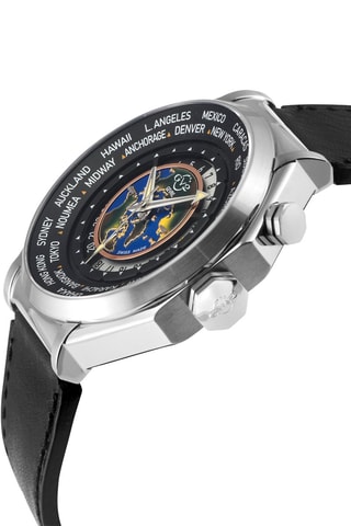 Reloj de cuarzo de piel Marchese - Negro y plateado