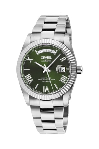 Reloj automático de acero West Village - Plateado y negro