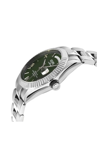 Reloj automático de acero West Village - Plateado y negro