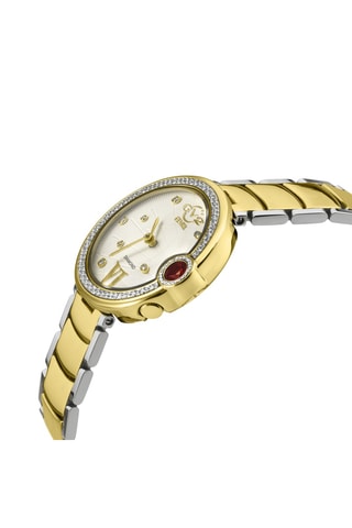 Reloj de cuarzo con granate rojo de acero - Dorado y plateado