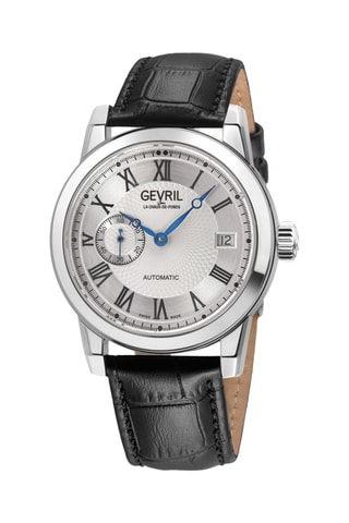 Reloj automático de piel - Negro y plateado