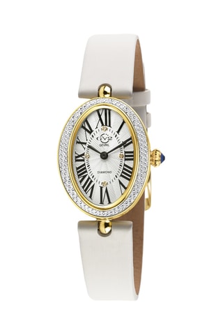 Reloj de cuarzo de piel - Blanco y dorado