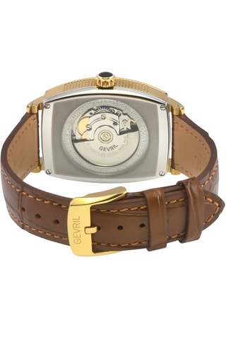 Reloj automático de piel - Marrón y dorado