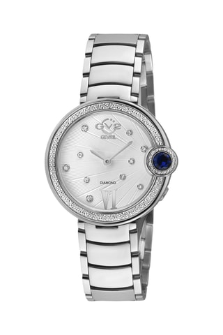 Reloj de cuarzo de acero, diamantes y espinela azul