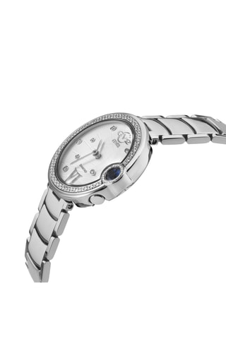 Reloj de cuarzo de acero, diamantes y espinela azul