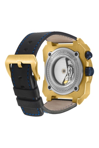 Reloj automático de piel - Negro y azul oscuro