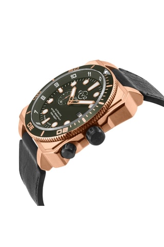 Reloj automático de piel - Negro y dorado