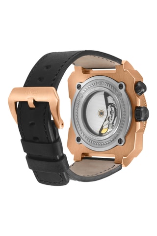 Reloj automático de piel - Negro y dorado