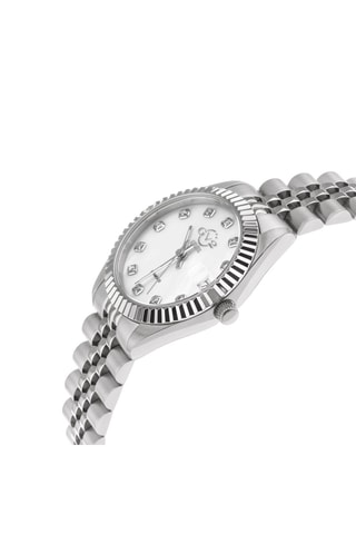 Reloj de cuarzo de acero, nácar y diamantes Naples