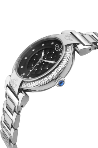 Reloj de cuarzo de acero y diamantes