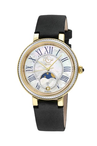 Reloj de cuarzo de piel y diamantes Genoa