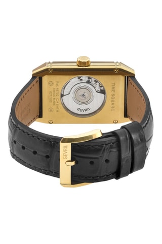 Reloj automático de piel y chapado en ion de oro amarillo