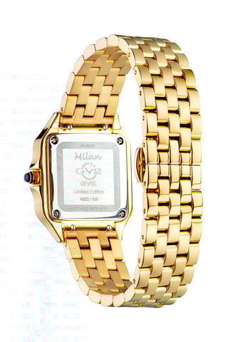 Reloj de cuarzo chapado en ion de oro amarillo y diamantes