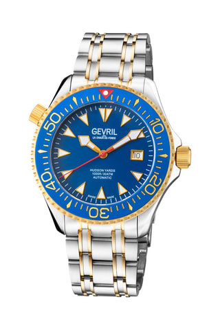 Reloj automático de acero Hudson Yards - Plateado y azul