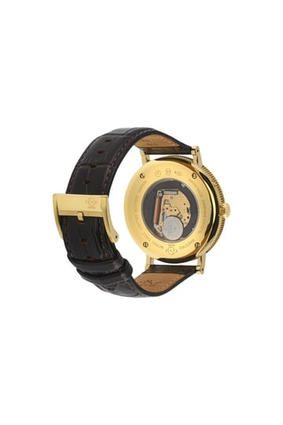 Reloj de cuarzo de piel Maestro - Contador de fase lunar - Marrón oscuro y dorado