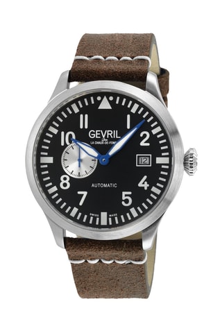 Reloj automático de piel - Marrón y plateado