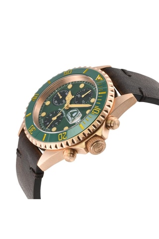 Reloj automático de piel ETA 7750 Cronógrafo y taquímetro - Marrón y rosa dorado