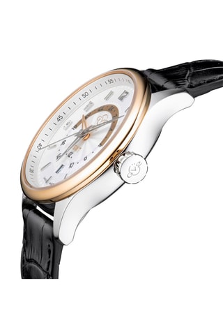 Reloj de cuarzo de piel Giromondo - Negro y dorado