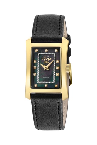 Reloj de cuarzo de piel, bañado de oro fino amarillo y diamantes Luino 