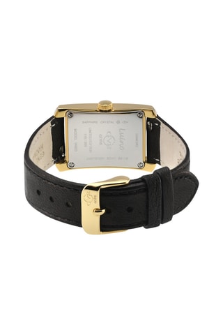 Reloj de cuarzo de piel, bañado de oro fino amarillo y diamantes Luino 