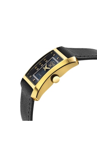 Reloj de cuarzo de piel, bañado de oro fino amarillo y diamantes Luino 