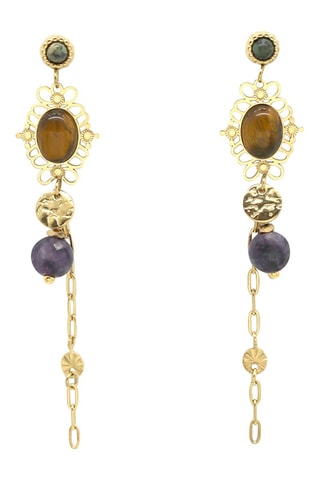 Orecchini - Turchesi africane, occhi di tigre e ametiste