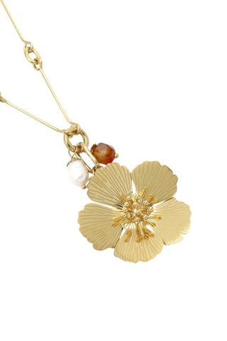 Collana sautoir - Corniola e perla coltivata d’acqua dolce