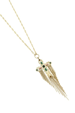 Collana sautoir - Occhi di tigre e rodoniti