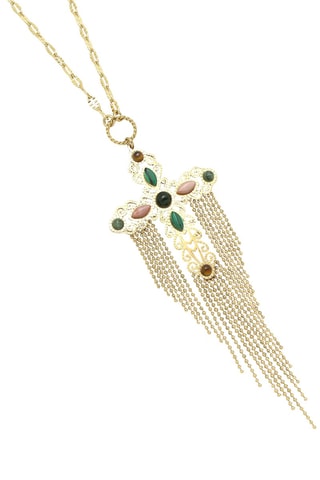 Collana sautoir - Occhi di tigre e rodoniti