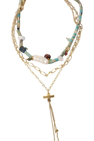 Collana - Diaspri imperiali, perle coltivate d’acqua dolce, ematiti e occhi di toro