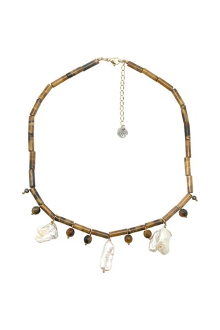 Collana - Occhi di tigre e perle d’acqua dolce