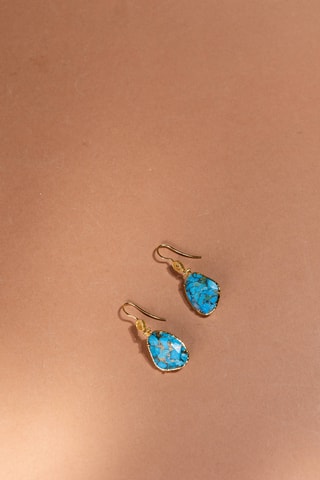 Orecchini laminato oro fino giallo - Turchesi mohave