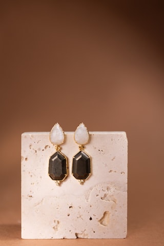 Orecchini laminato oro fino giallo - Quarzo e piriti