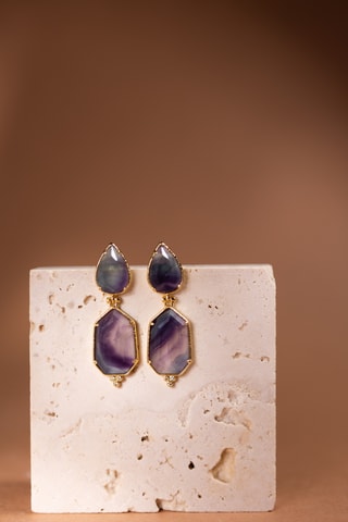 Orecchini laminato oro fino giallo - Fluoriti