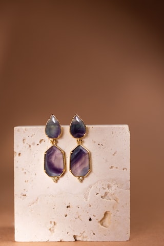 Orecchini laminato oro fino giallo - Fluoriti