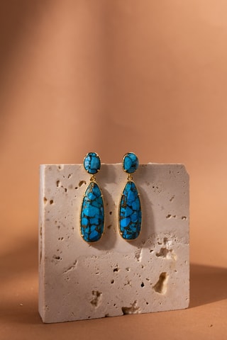 Orecchini laminato oro fino giallo - Turchesi