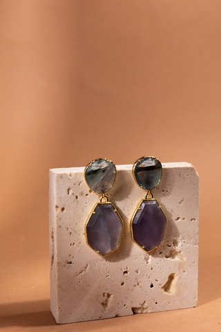 Orecchini laminato oro fino giallo - Fluoriti