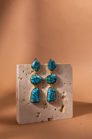 Orecchini laminato oro fino giallo - Turchesi