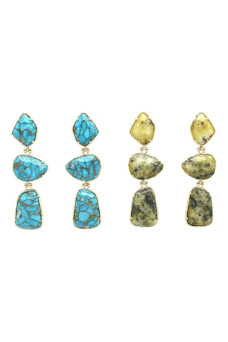 Orecchini laminato oro fino giallo - Turchesi