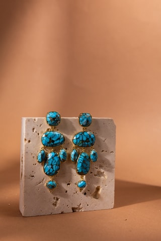 Orecchini laminato oro fino giallo - Turchesi