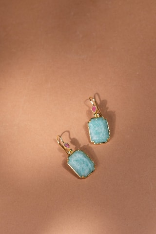 Orecchini laminato oro fino giallo - Amazzoniti e tormaline