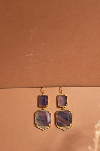 Orecchini laminato oro fino giallo - Fluoriti