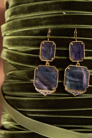 Orecchini laminato oro fino giallo - Fluoriti