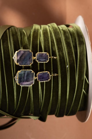 Orecchini laminato oro fino giallo - Fluoriti