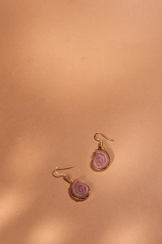 Orecchini laminato oro fino giallo - Rodoniti