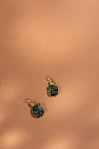 Orecchini laminato oro fino giallo - Rubino