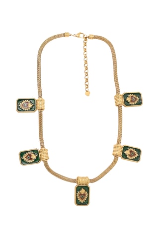 Collana - Dorato e verde scuro