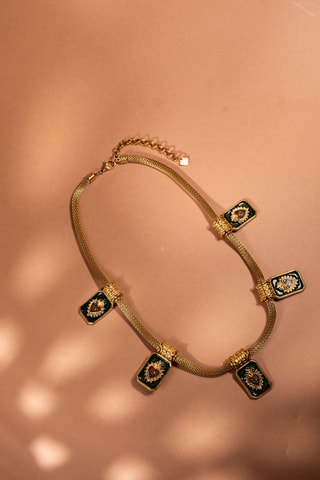 Collana - Dorato e verde scuro