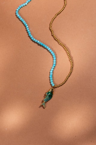 Collana - Dorato e azzurro